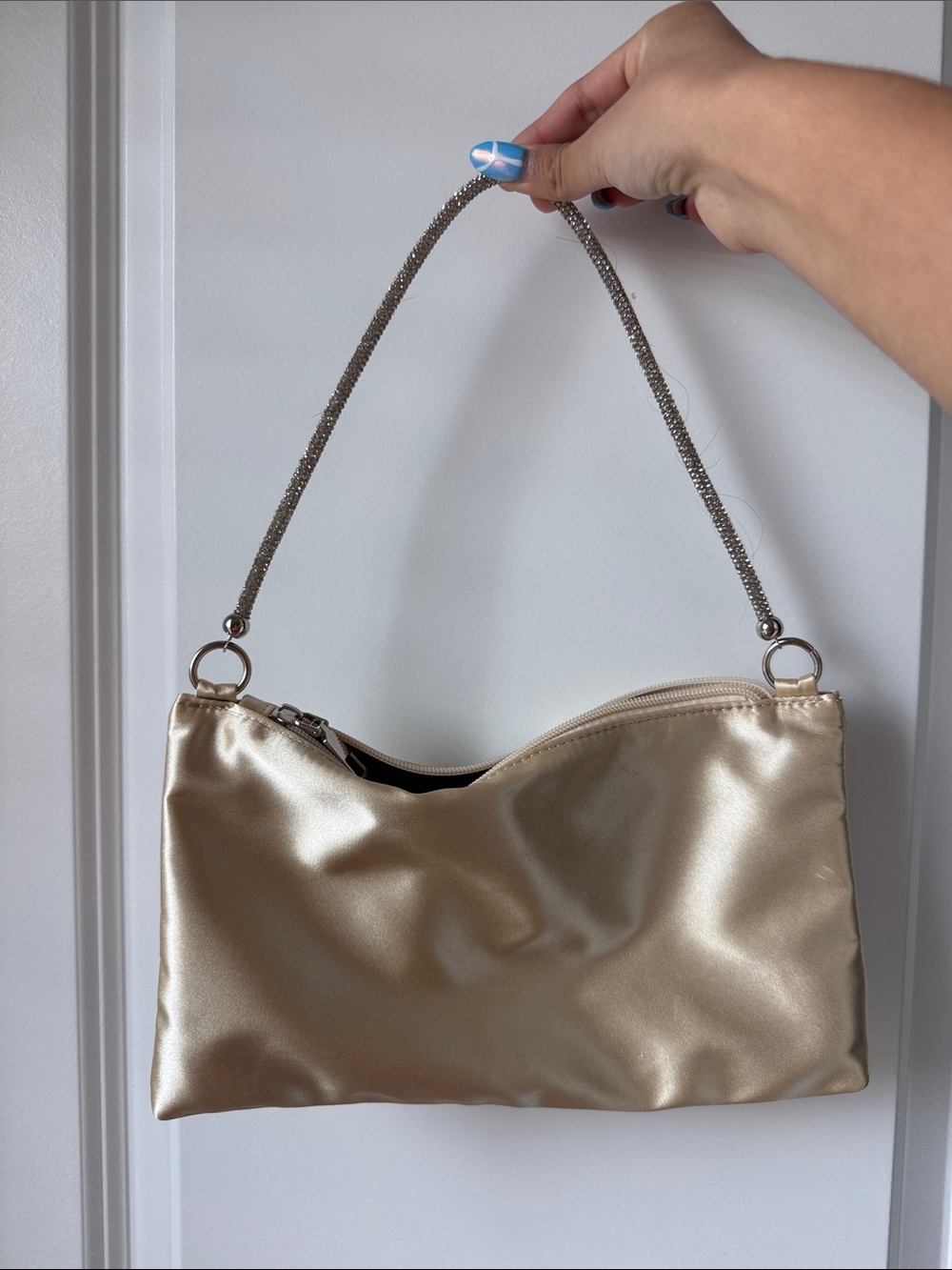 Elegant Gold Satin Shoulder Bag